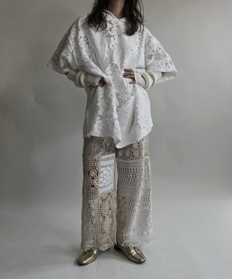【RE;CIRCLE】 RE Crochet Lace S/S Hoodie / 220427-026