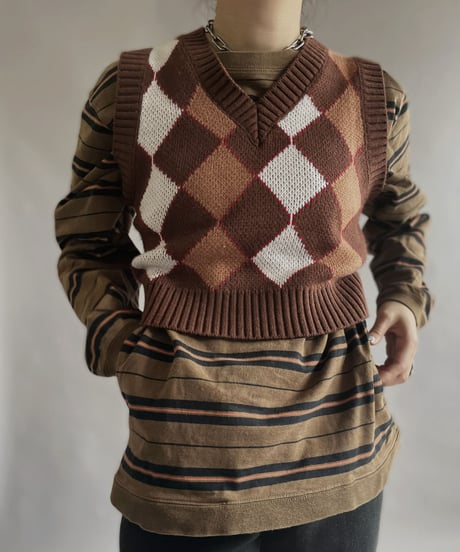 【USED】 Argyle Knit Vest / 230211-022