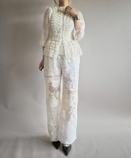 【RE;CIRCLE】 RE Crochet Lace Patch work Pants / 250731-010
