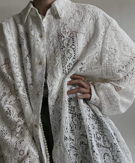 【RE;CIRCLE】 RE Crochet Lace Big Shirt / 220427-005