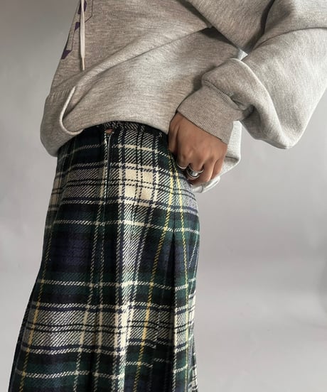 【USED】  Check Patterned Wool Skirt / 241130-020