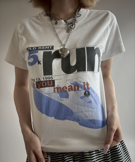 【USED】 RESIZED Made in USA 95's Fruit of the Loom 5k RUN T-Shirt / 250802-005