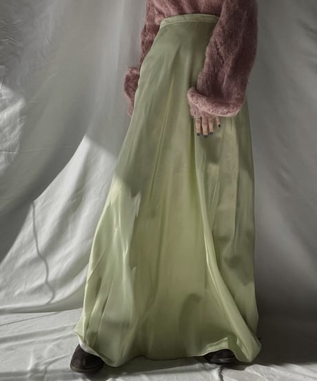 【USED】 Poly Long Skirt made in USA ① / 220107-005