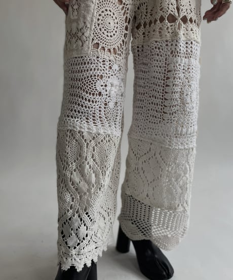 【RE;CIRCLE】 RE Crochet Lace Patchwork Pants / 220526-029