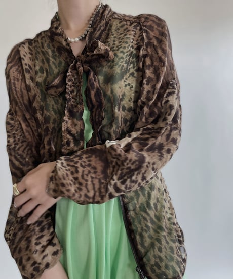 【USED】 YSL Leopard Long Sleeves Blouse / 220514-011