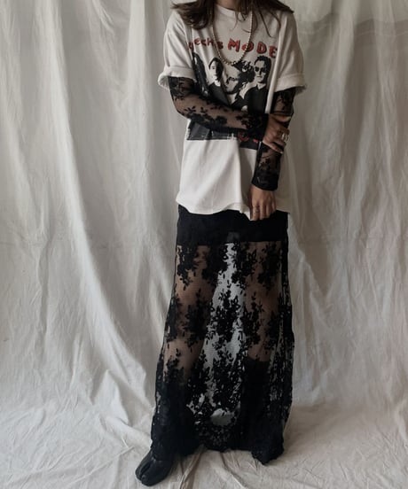 【USED】  USA Flower Patterned Lace Dress/210506-030