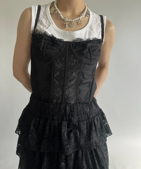 【USED】  Lace Pattern Corset Top /250213-008