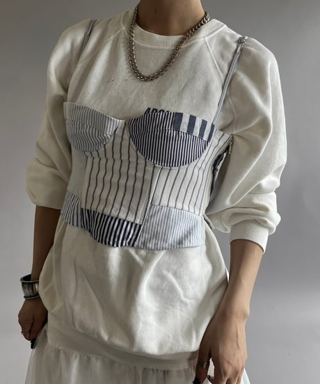 【RE;CIRCLE】 Re Corset Patchwork Stripe Shirt  /  240926-009