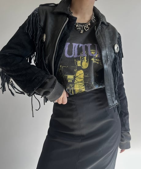 【USED】 Zip Up Fringe Leather Jacket /250201-017