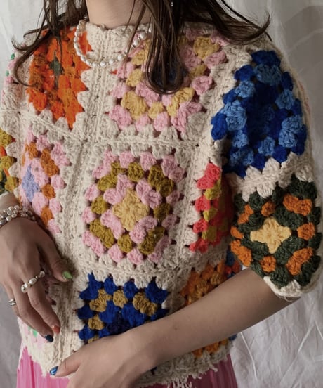 【RE;CIRCLE】 RE Granny Knit Top①/210421-005