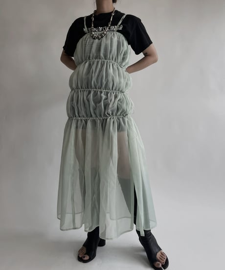 【RE;CIRCLE】 RE Sheer Light Green Camisole One-piece / 220721-005