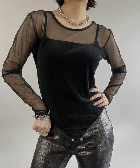 【USED】 L/S Sheer Leotard Top /240316-015