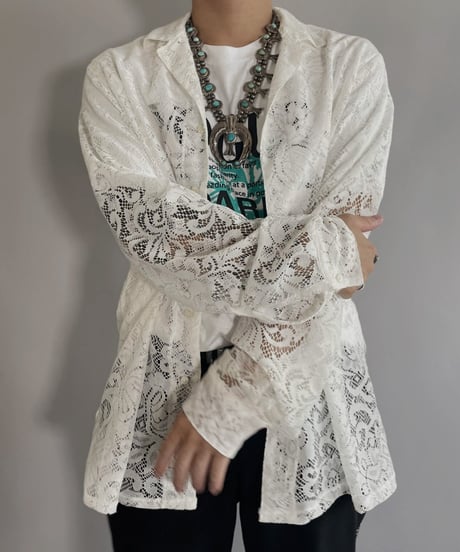 【RE;CIRCLE】 RE Men's Crochet Lace Shirt / 220915-004