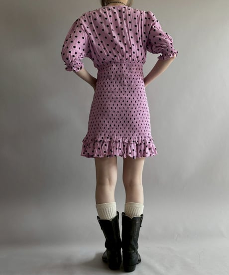 【USED】 Dot Pattern Shirring One-Piece/ 260404-008