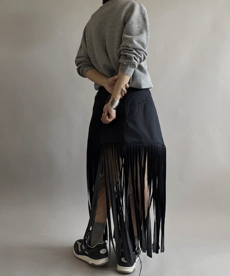 【RE;CIRCLE】 RE Trench Fringe Skirt Navy / 240407-027