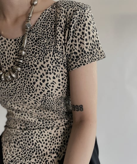 【USED】 Short Sleeved Leopard Leotard / 220604-030