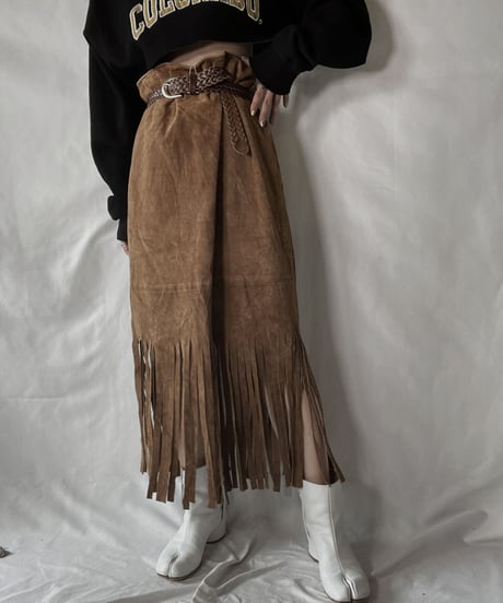 【USED】 Suede Fringe Skirt/210926-011