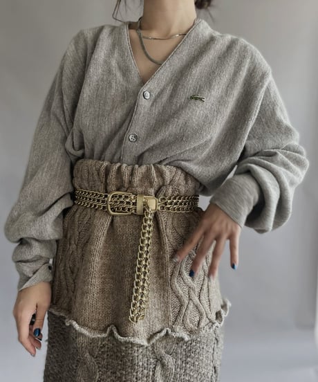 【USED】 IZOD Lacoste Acrylic Cardigan Beige / 230204-002