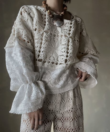 【RE;CIRCLE】 RE Crochet Patchwork L/S Top⑤/20220317-007