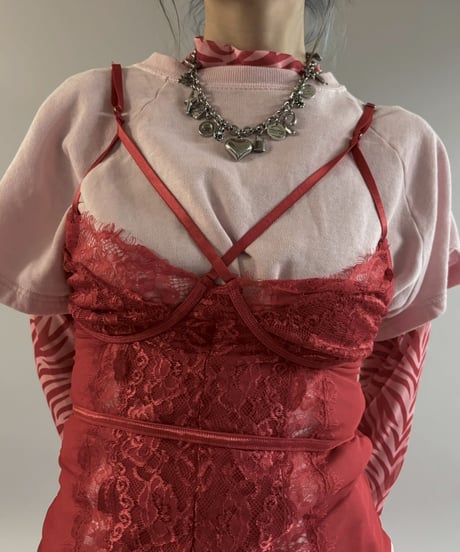 【USED】 Lace Pattern Camisole Leotard Top / 260307-028