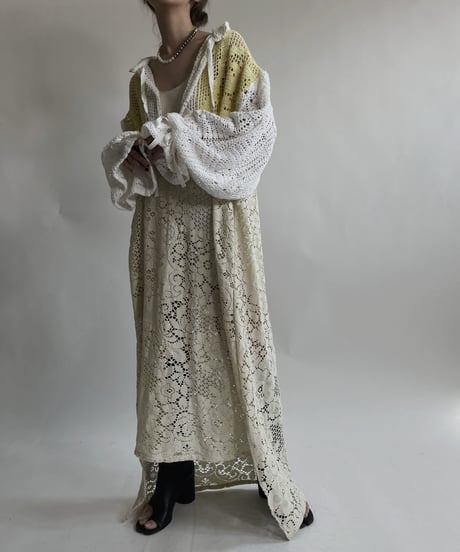 【RE;CIRCLE】 RE Crochet Lace Open Collar One-piece / 220427-032