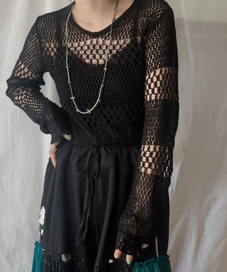 【USED】  L/S Crochet Knit Top/210407-008