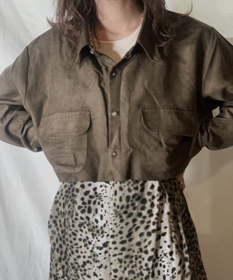 【USED】Cut Off Fake Suede Shirt③/210217-033