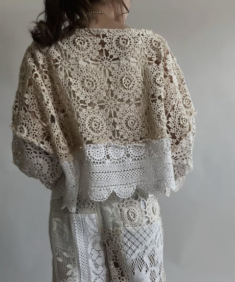 【RE;CIRCLE】 RE Crochet Lace Patchwork Tops / 220427-024