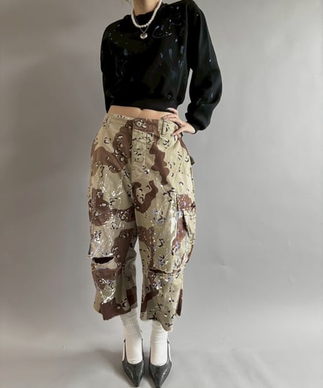 【USED】 Military Camouflage Cut Off Paint Pants /250925-003