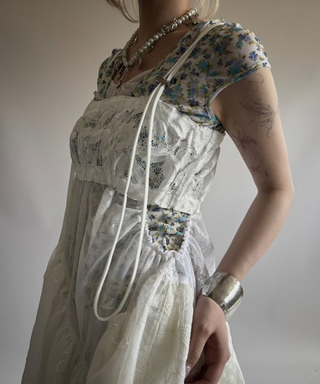 【RE;CIRCLE】RE Crochet Lace Patch work Camisole One-Piece Middle/250731-009