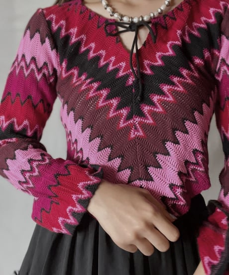 【USED】  Crochet Knit L/S Top⑥/211014-045