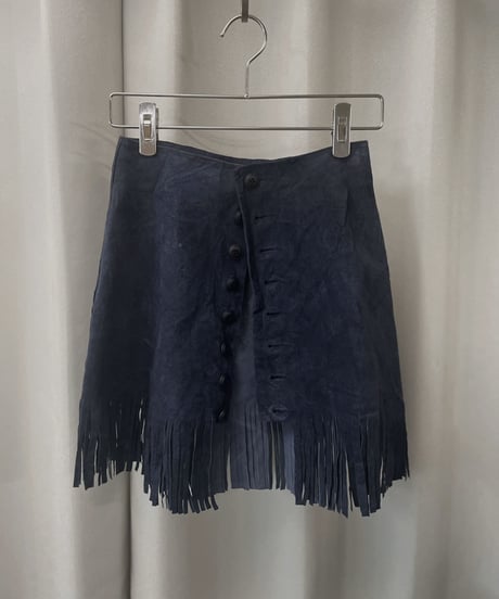 【USED】 Suede Leather Skirt Navy / 230304-008