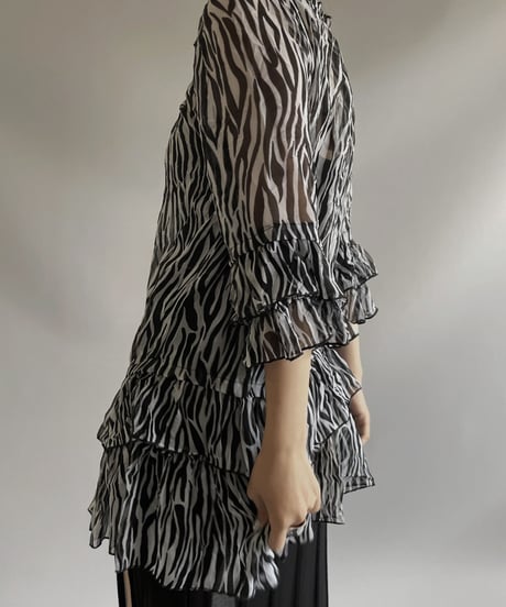 【USED】 Zebra Patterned Sheer Top/ 230902-023