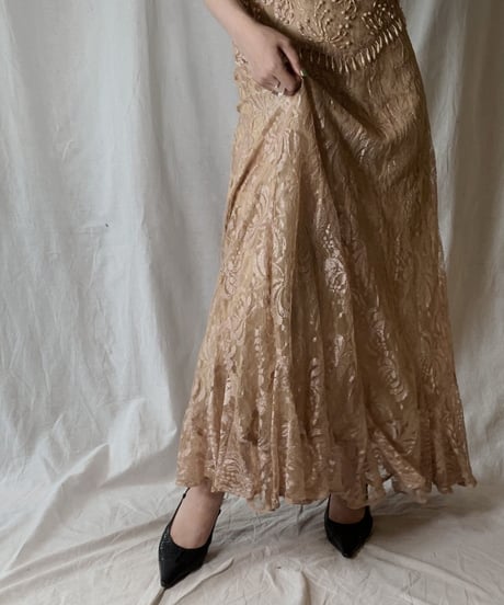 【USED】 USA Flower Patterned Lace Dress①/210429-024