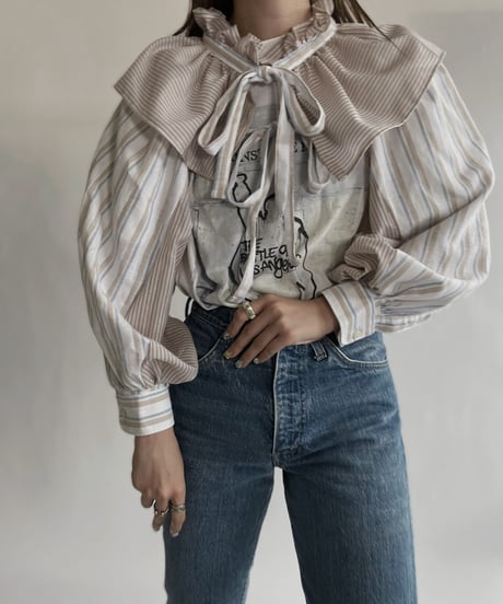 【RE;CIRCLE】 RE Striped Shirt Detachable Collar + Bolero / 220609-011