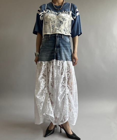 【RE;CIRCLE】 RE Denim Lace Switching Skirt / 240801-008