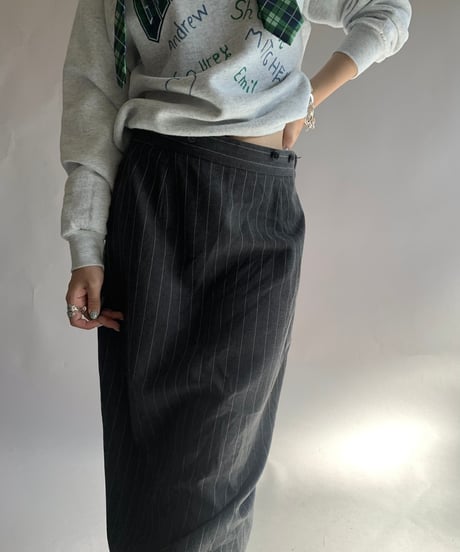 【USED】 Stripe Patterned Long Skirt/ 241124-028
