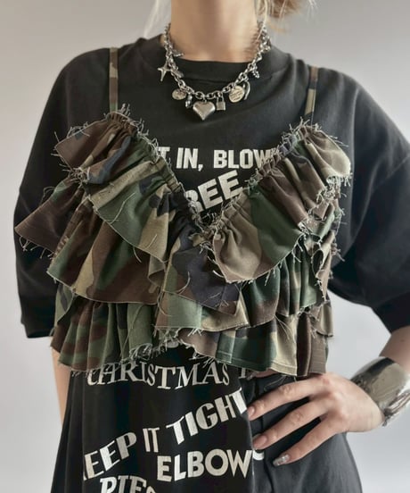 【RE;CIRCLE】 RE Camo Back Ribbon Frill Bustier / 260618-004