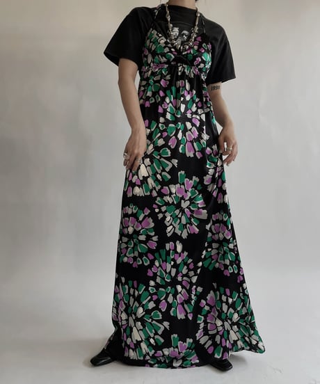 【USED】 Flower Printed Poly Camisole One-piece / 220528-009