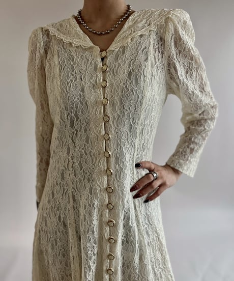【USED】 Lace Pattern Long One-Piece /250621-024