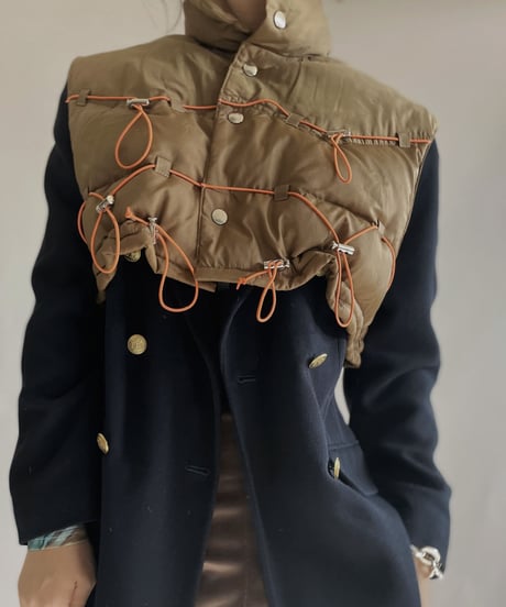【RE;CIRCLE】 RE Draw Code Down Vest Brown×Orange / 221215-010