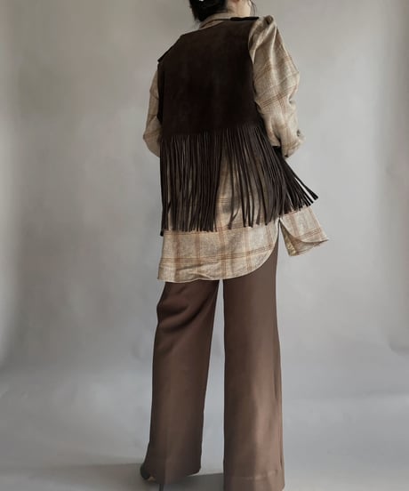 【USED】 Leather Fringe Vest Brown / 230121-016