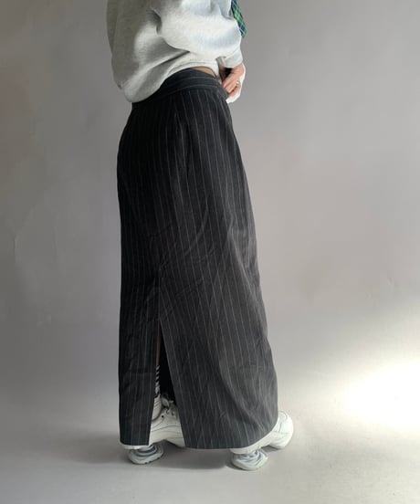 【USED】 Stripe Patterned Long Skirt/ 241124-028