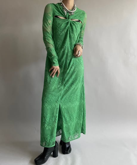 【USED】 GANNI Lace Patterned Long One-Piece /240914-029