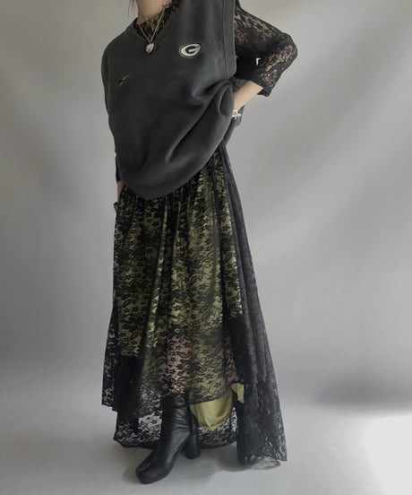 【USED】 Lace Sheer Long One-Piece/ 2301125-028