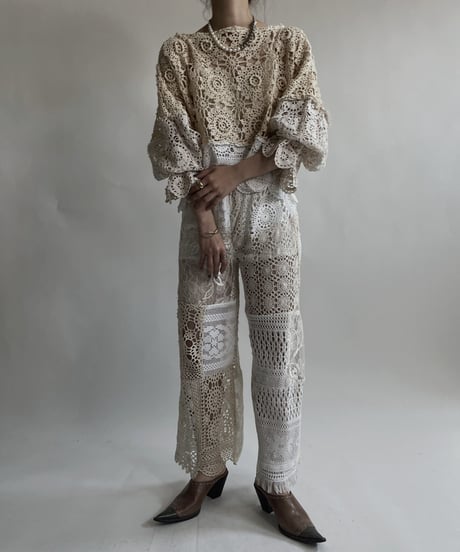 【RE;CIRCLE】 RE Crochet Lace Patchwork Tops / 220427-024