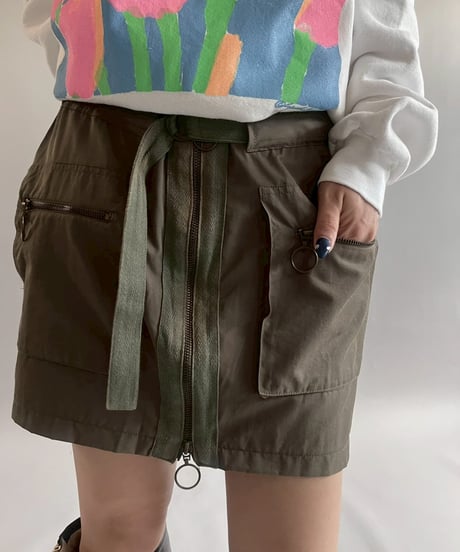 【USED】 Double Zip up Pocket Design Mini Skirt /251012-007