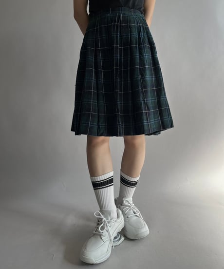 【USED】 Check Patterned Wool Pleats Skirt / 241019-031