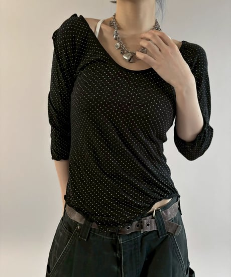 【USED】 L/S Dot Pattern Leotard Top / 260307-006