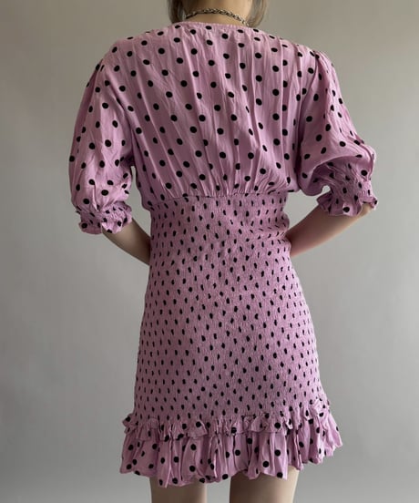 【USED】 Dot Pattern Shirring One-Piece/ 260404-008